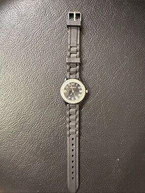Geneva Black Watch with Crystal Accent